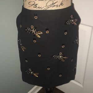 Loft beaded wool blend skirt